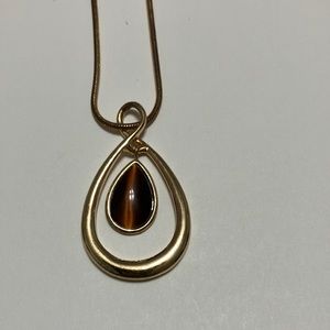 Tiger eye and gold neck